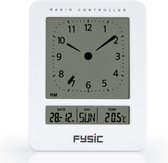Fysic FKW-6 Alarm klok - Met thermometer en DCF-Gestuurde klok - Altijd de juiste tijd - Wit