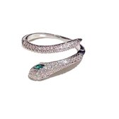 Ring-zilver- slang-  strass- verstelbaar-one size-8 mm-Charme Bijoux