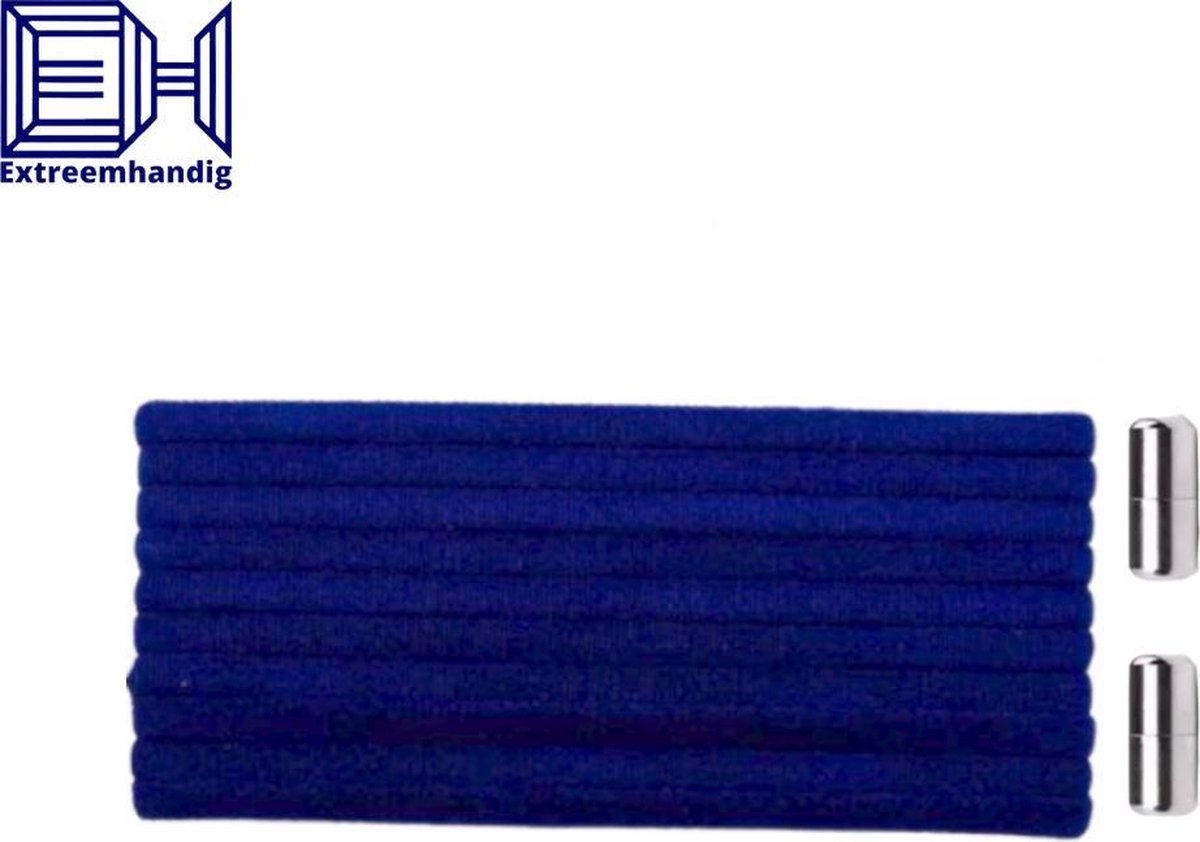 veters - (marine blauw) - niet strikken - elastische veters - no tie - schoenveters - sportveters - rond - schoenveters - kinderveters