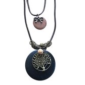 Ketting-Hout-Rond- Olifant- Collier-Charme Bijoux