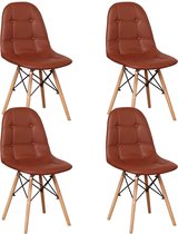 Loft Home® Eetkamer stoel | Set van 4 | Moderne look | Kuipstoel | Stoel | Zitplek | Complete set | Leer | Bruin