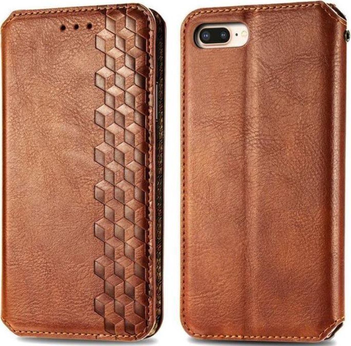 BukkitBow - Leather Case - Kunstleer - Wallet Case - Met Kaarthouder - Hoesje voor iPhone 7 Plus / 8 Plus – Bruin