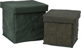J-Line Set 2 Dozen Vierkant Textiel Groen