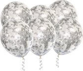 20 Confetti Ballonnen - Zilver - papieren Confetti - 40 cm - Latex - Huwelijk - Verjaardag - Feest/Party -