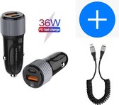 Autolader 3.6A USB Snelle Auto oplader 3 poorten Met 1 Meter USB Kabel geschikt voor o.a iPad Air 2 Mini 3 4 Pro 2017 2018 9.7 10.5 12.9