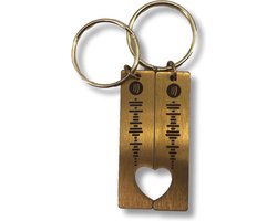 Gepersonaliseerde Spotify Sleutelhanger | Goud | Metalen/RVS Spotify | Set van 2 | Love Design | Perfect Muziekcadeau voor Koppels & Feestdagen!