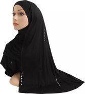 Zwarte hoofddoek met stenen, mooie hijab.