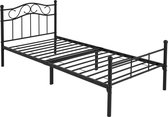 ML-Design metalen bed zwart, 90x200 cm, op stalen frame met hoofdbord en voeteneind