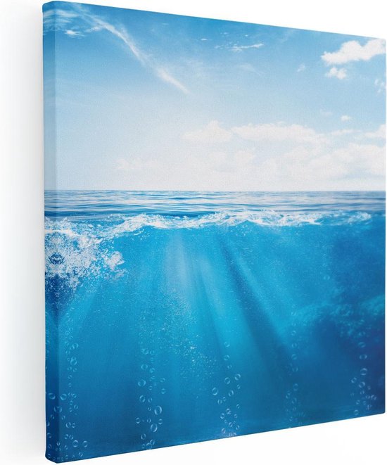 Artaza Canvas Schilderij Helder Blauwe Zee Onder Water - 80x80 - Groot - Foto Op Canvas - Canvas Print