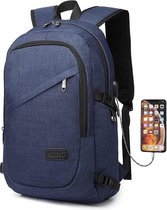 Kono Backpack - Sac pour ordinateur portable 15 6 pouces - Sac à dos pour homme / femme - Cartable avec port USB - Sac pour l' École, le travail et les Voyages - Blauw (E6715 NY)