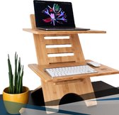 E-volved Concepts sta bureau verhoger donker, Duurzaam Sta bureau, Standing desk gemaakt van bamboe, Kantoormeubel in hoogte verstelbaar en ergonomisch voor het staand thuiswerken,