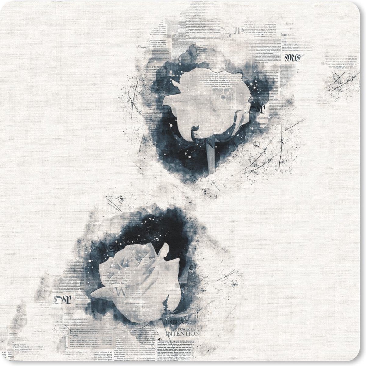 Muismat 30x30 cm - Mousepad Rozen - Bloemen - Rook - Krant - Muismatten