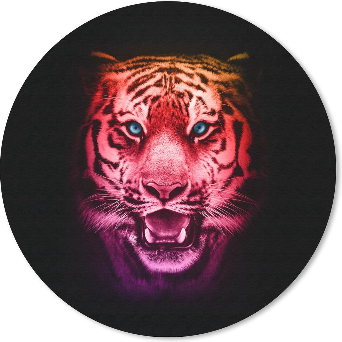Muismat rond 30x30 cm - Mousepad Tijger - Kleuren - Dieren - Ronde muismatten