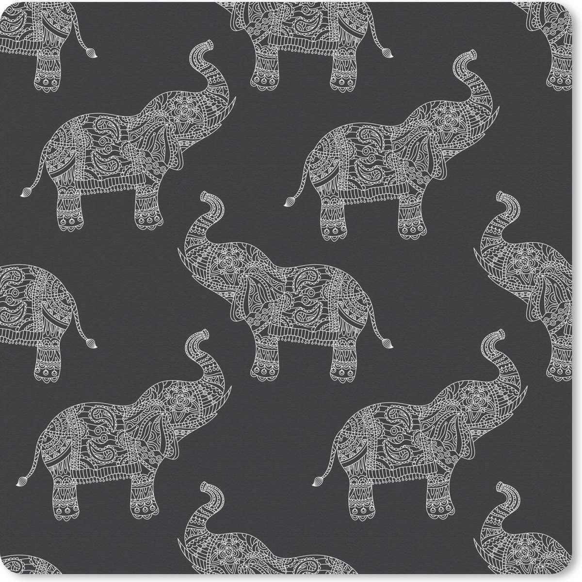 Muismat 30x30 cm - Mousepad Olifant - Patronen - Boho - Muismatten