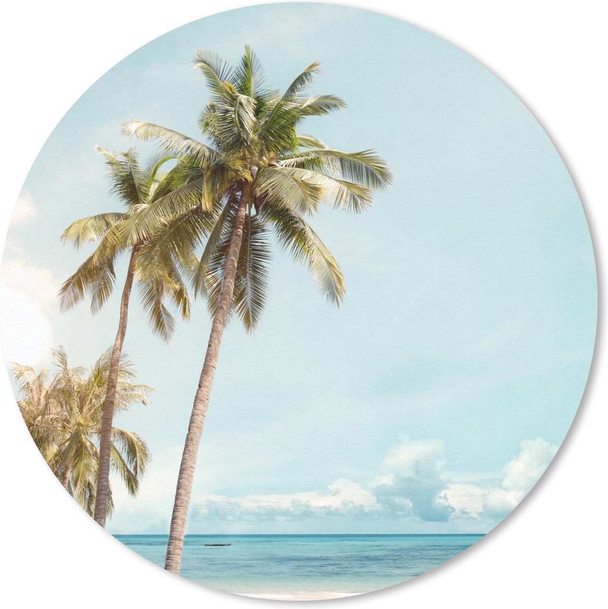 Muismat rond 30x30 cm - Mousepad Palmboom - Zee - Zomer - Ronde muismatten