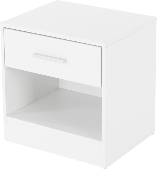 ML-Design Nachtkastje met 2 laden, wit, gemaakt van hout, 38 x