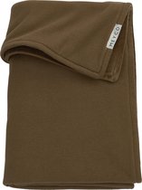 Meyco Knit Basic velvet ledikant deken - Chocolate - 100x150cm