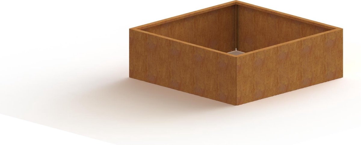 Cortenstaal plantenbak - Vierkant - 120x120x40cm - Roestkleur - Met bodem - MySteel