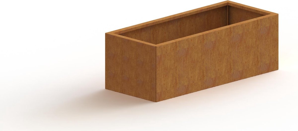 Cortenstaal plantenbak - Rechthoek - 120x50x30cm - Roestkleur - Met bodem - MySteel