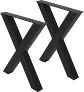 ML-Design Set van 2 X-vormige tafelpoten, zwart, 60x72,5 cm, gemaakt van staal