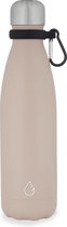 Wattamula Design eco RVS drinkfles - nude - extra dop met rietje en carrier - 500 ml - waterfles - thermosfles - sport