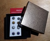 4 x zilveren oorstekers(925): 3 met edelsteen  Tijgeroog, lapis lazuli, labradoriet en 1 paar met zoetwater parel