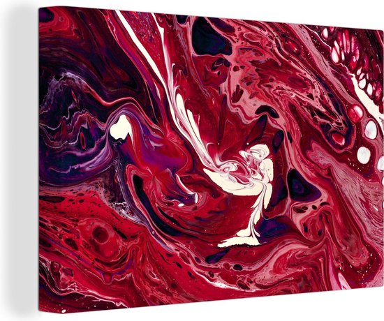 Canvas Schilderij Aquarel - Verf - Roze - Magenta - 90x60 cm - Wanddecoratie
