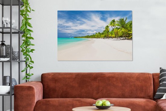 Peintures sur Toile Plage - Mer - Palmiers - 120x80 cm - Décoration murale