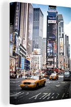 Canvas Schilderij New York - Taxi - Geel - 40x60 cm - Wanddecoratie