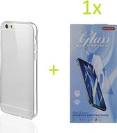 iPhone 6 / 6S Hoesje Transparant TPU Siliconen Soft Case + 1X Tempered Glass Screenprotector