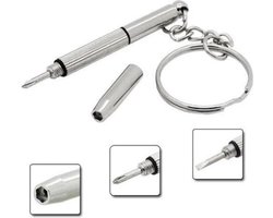 Bril - 1 Stuk - Bril Reparatie set - Reperatieset - Reperatie Set voor Bril - Bril Schroevendraaier - 3 in 1 - Sleutelhanger - Sleutelbos - Gadget - Zilver - Reizen - Brilaccessoires