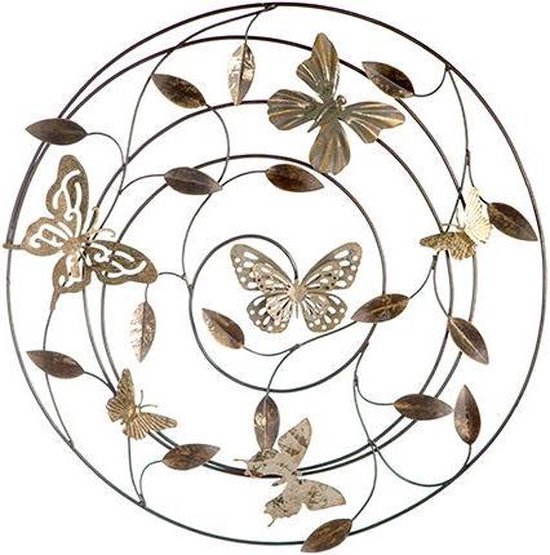 Muurdecoratie Vlinders en blaadjes metaal