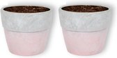 Set van 2 WLPlants Luxe Bloempotten Beton Ø12 - Roze - Hoogte 12,5 cm - Betonnen sierpotten met hoogwaardige afwerking - Geschikt als plantenpot - Binnen en buiten te gebruiken