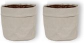 Set van 2 Trendy plantenzakken Kraft pot Easy Ø12 - Grijs - Hoogte 12cm - Hippe bloempotten van karton - Van binnen gesealed - Geschikt als plantenpot - Binnen te gebruiken