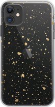 Paradise Amsterdam 'Golden Stars' Clear Case - iPhone 11 / iPhone XR doorzichtig telefoonhoesje met gouden stippen gold shine print