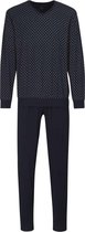 BUGATTI heren pyjama V-hals - donkerblauw dessin - Maat: 3XL