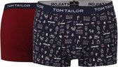 Tom Tailor - 2 Pack - Heren boxer - Bordeaux/alloverprint - Maat XL