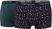 Tom Tailor - 2 Pack - Heren boxer - Donkergroen | alloverprint - Maat S