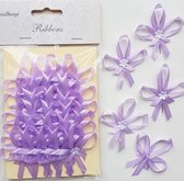24x Corsage strikje ribbon and flower lila - corsage - trouwen - decoratie