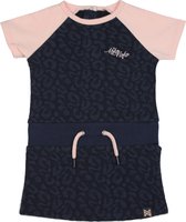 Koko Noko Meisjes Jurk Donkerblauw met roze korte mouw - Maat 74