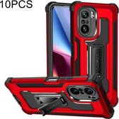 Voor Xiaomi Redmi K40 / K40 Pro 10 PCS Knight Jazz PC + TPU Schokbestendige beschermhoes met opvouwbare houder (rood)