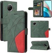 Voor Xiaomi Redmi Note 9 5G CN Versie Dual-color Splicing Horizontale Flip PU Lederen Case met Houder & Kaartsleuven & Portemonnee (Groen)