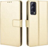 Voor vivo Y72 5G/iQOO Z3 Crazy Horse Textuur Horizontale Flip Lederen Case met Houder & Kaartsleuven & Lanyard (Goud)