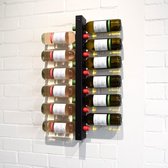 Wijnrek wandmontage | Wijnkoker| Stijlvolle moderne wijnrekken | Wijnrek voor maximaal 12-34 flessen wijn - Zwart - Metaal