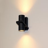 Wandlamp Double Zwart - 2x GU10 - IP54 - Dimbaar > spots verlichting zwart | wandlamp buiten zwart | wandlamp binnen zwart | wandlamp hal zwart | wandlamp woonkamer zwart | wandlamp slaapkamer zwart | led lamp zwart | sfeer lamp zwart