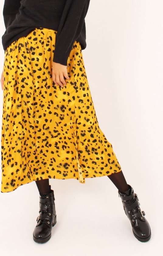 Jdy gele maxi rok met luipaardprint bol