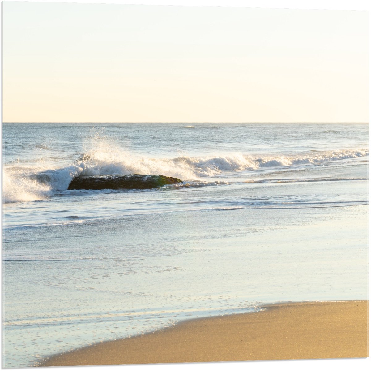 KuijsFotoprint Acrylglas –Twee Wijn Glazen bij het Strand– 120x80 (Wanddecoratie op Acrylglas) Blauw