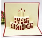 Verjaardagskaart - Wenskaart - 3D - Pop-up - Gevouwen Kaarten - Feestelijke kleurige wenskaarten - Cadeau - Inclusief envelop - Happy Birthday - Birthday Card - Greeting Card - Envelope included - Taart - Cake
