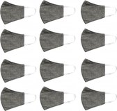 12 Duurzame Hennepvezel Mondkapjes | One Size Volwassenen | Donker Grijs