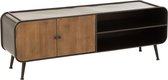 Duverger® Nostalgic grid - TV-meubel - 2 houten deuren - naturel - 2 nissen - metalen omkasting - poten - zwart